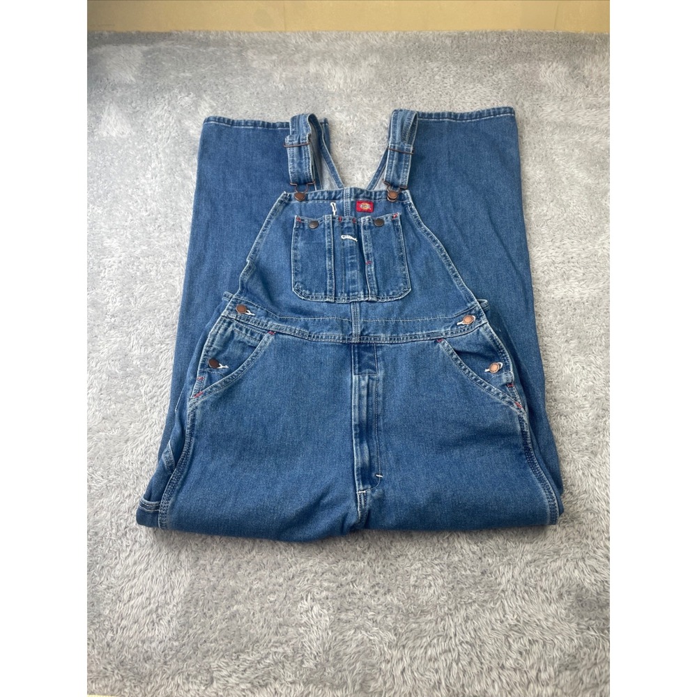 Dickies Overalls Kids Size XL Blue Denim Carpenter Bib Workwear Pants